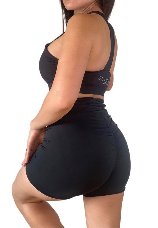 Black Peachy Yoga Shorts